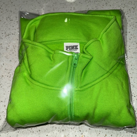 VS VICTORIAS SECRET PINK CAMPUS HALF ZIP PULLOVER SWEATER JACKET TOP GREEN XXL - Picture 6 of 6